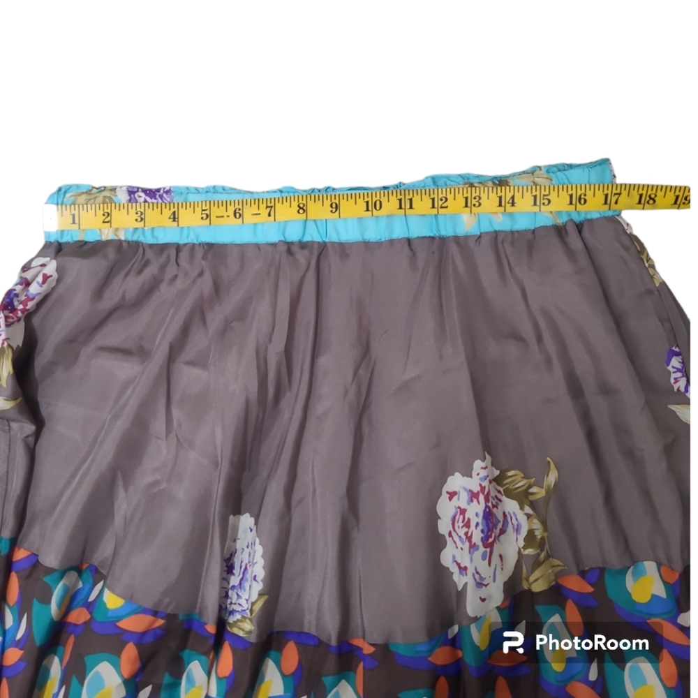 Johnny Was 100% Silk Boho Maxi Floral Skirt w/ Silk Lining Size Large - Picture 10 of 13